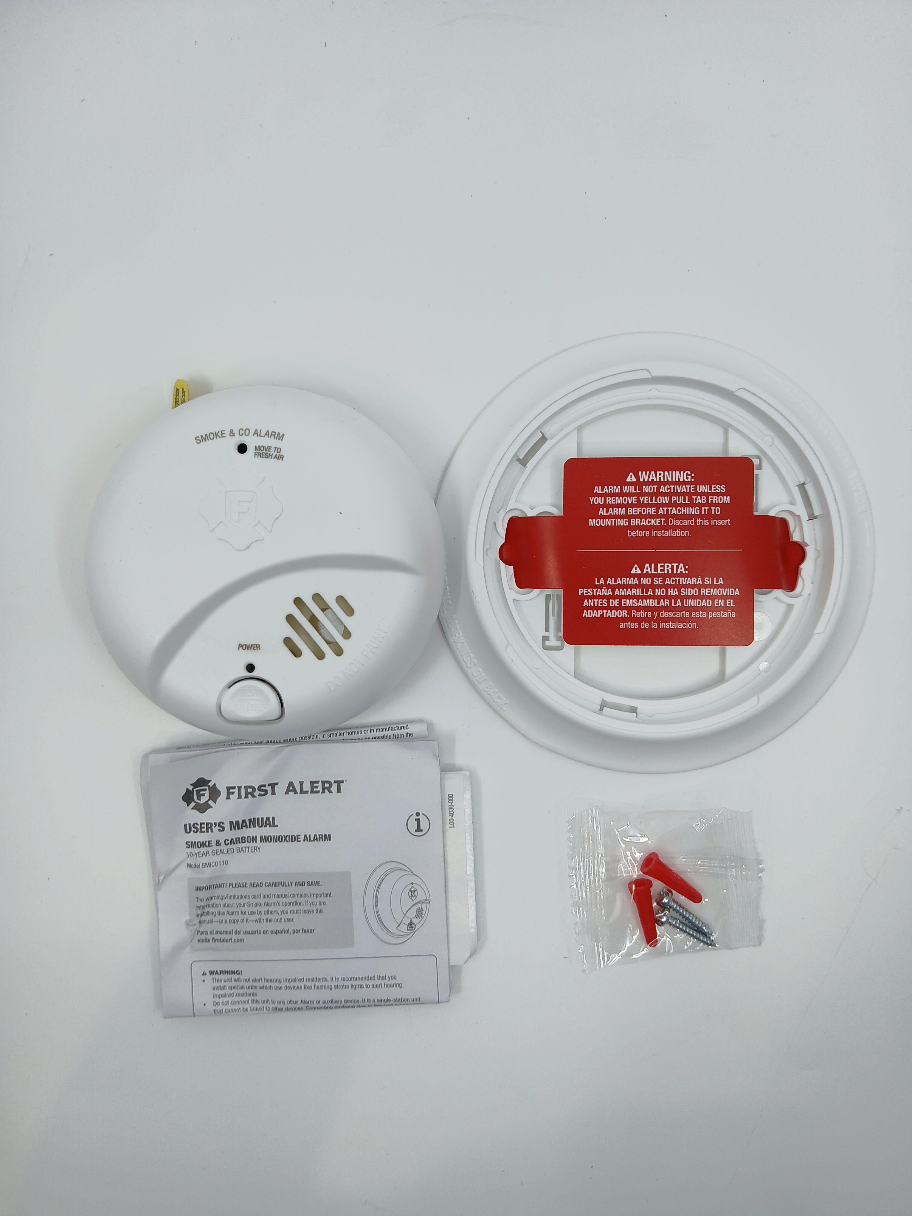 BRK SMICO110 Battery Powered Combo Smoke CO Alarm 10-Year Lithium Silence Ionization CO Sensor