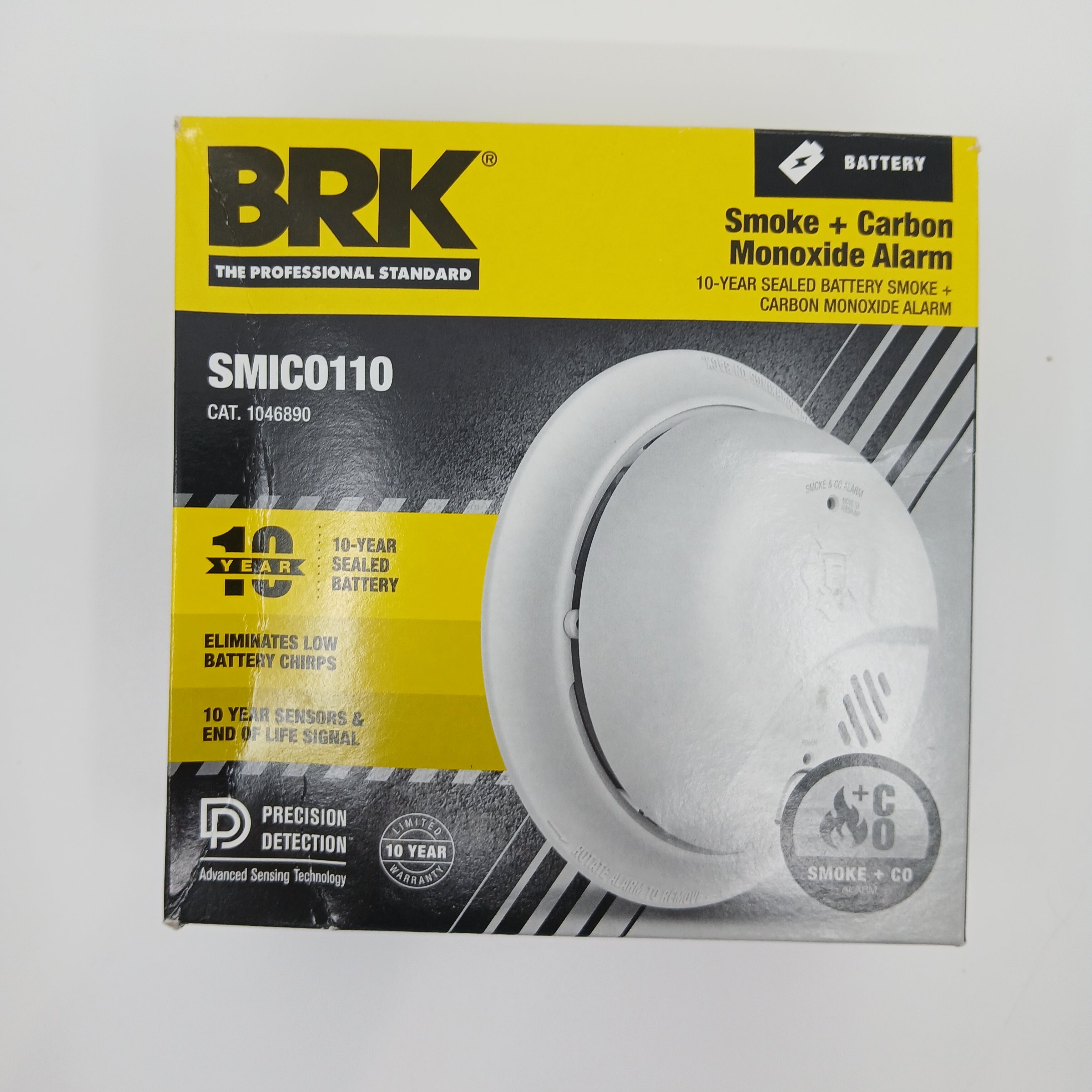 BRK SMICO110 Battery Powered Combo Smoke CO Alarm 10-Year Lithium Silence Ionization CO Sensor