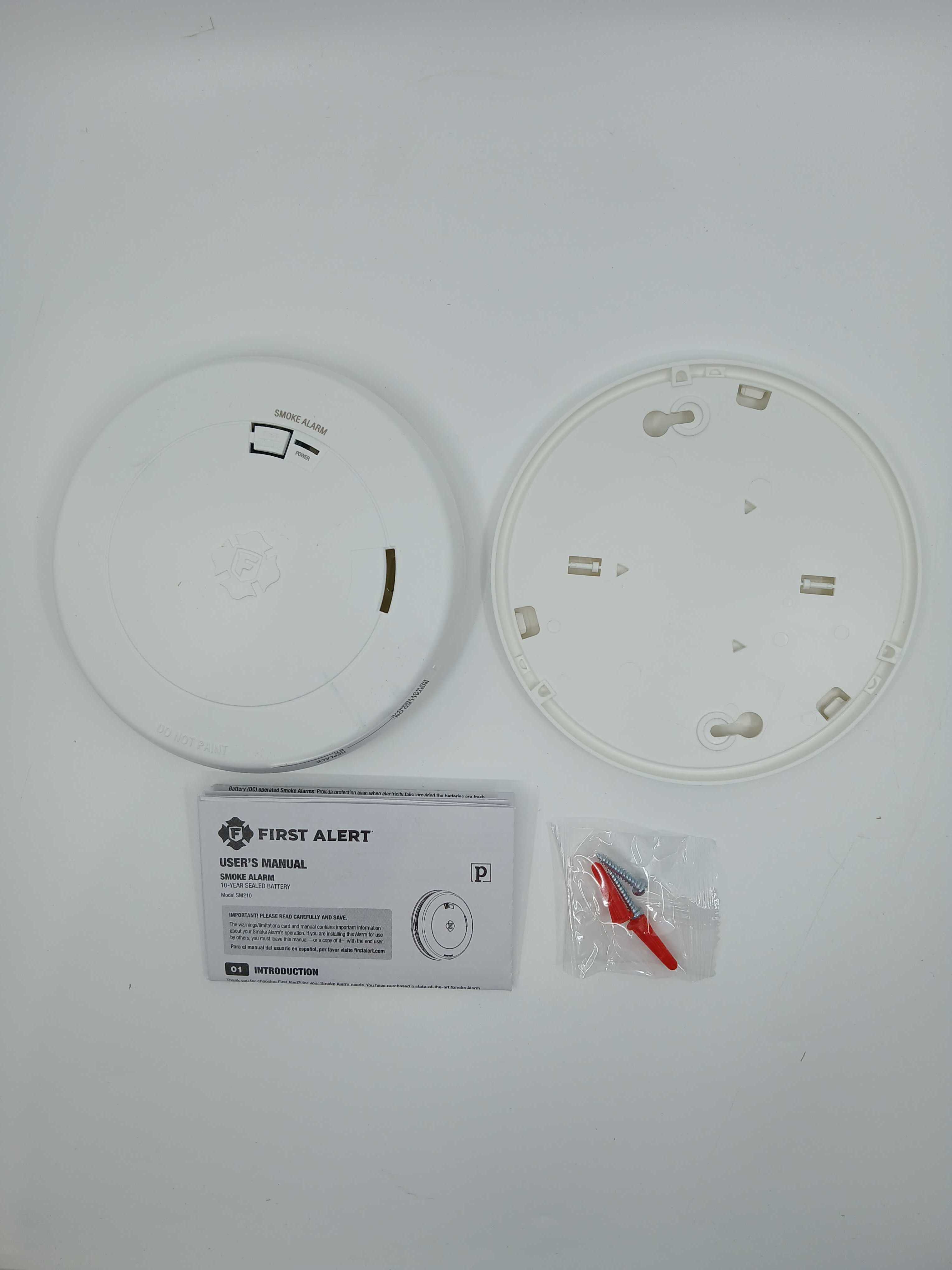 BRK SM210 Battery Powered Low Profile Smoke Alarm 10-Year Lithium Photoelectric