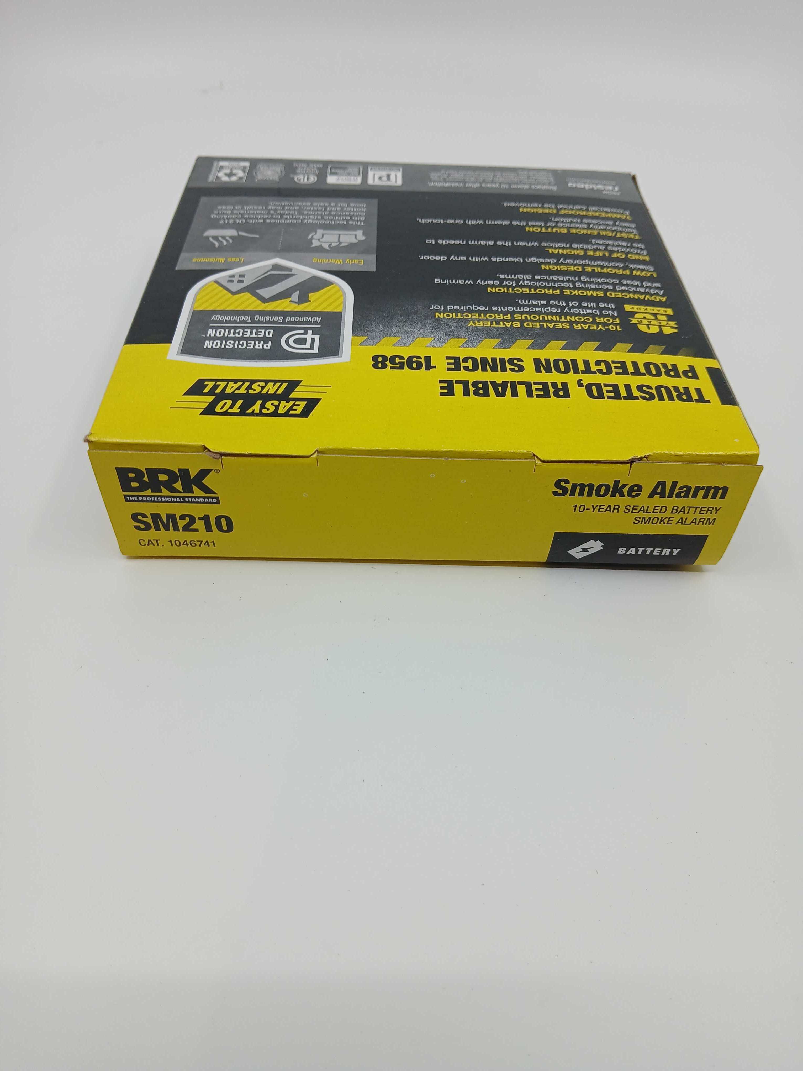 BRK SM210 Battery Powered Low Profile Smoke Alarm 10-Year Lithium Photoelectric