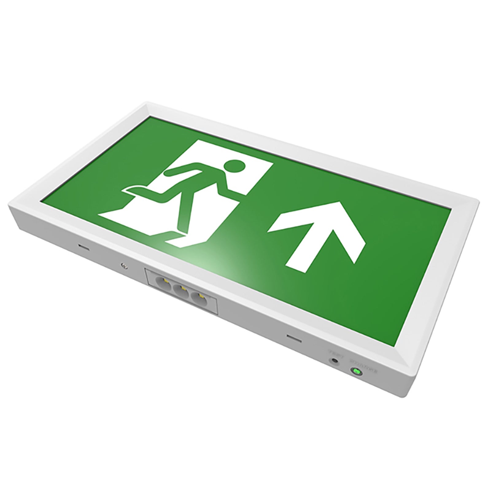 CQR LED Emergency Slimline Exit Box Self-Test White c/w Arrow Up Legend