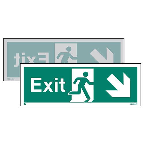 Firechief Double-Sided Exit Sign Down To Right Or Down To Left (W448DST)