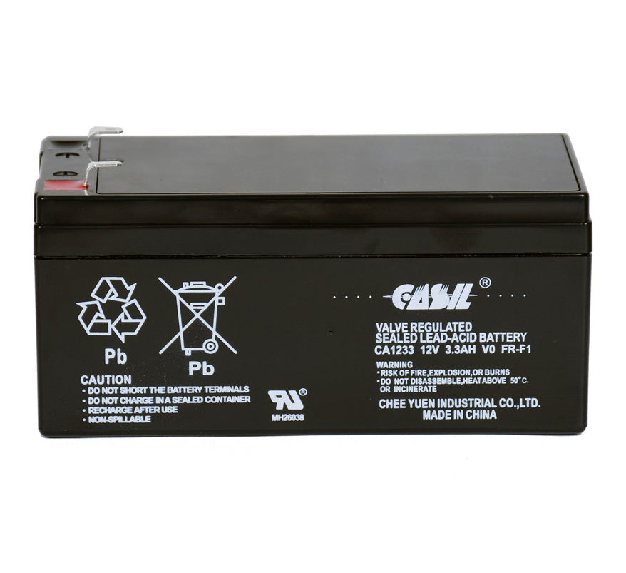 Casil 12v 3.3Ah Sealed Lead Acid Battery - Flame Retardant (CA1233-V0) - JEM Systems UK