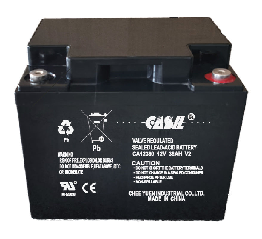Casil 12v 38Ah Sealed Lead Acid Battery - Flame Retardant (CA12380-V0) - JEM Systems UK