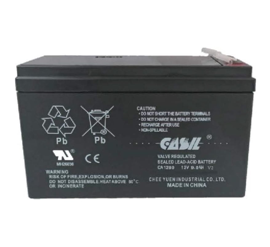 Casil 12v 9Ah Sealed Lead Acid Battery - Flame Retardant (CA1290-V0) - JEM Systems UK