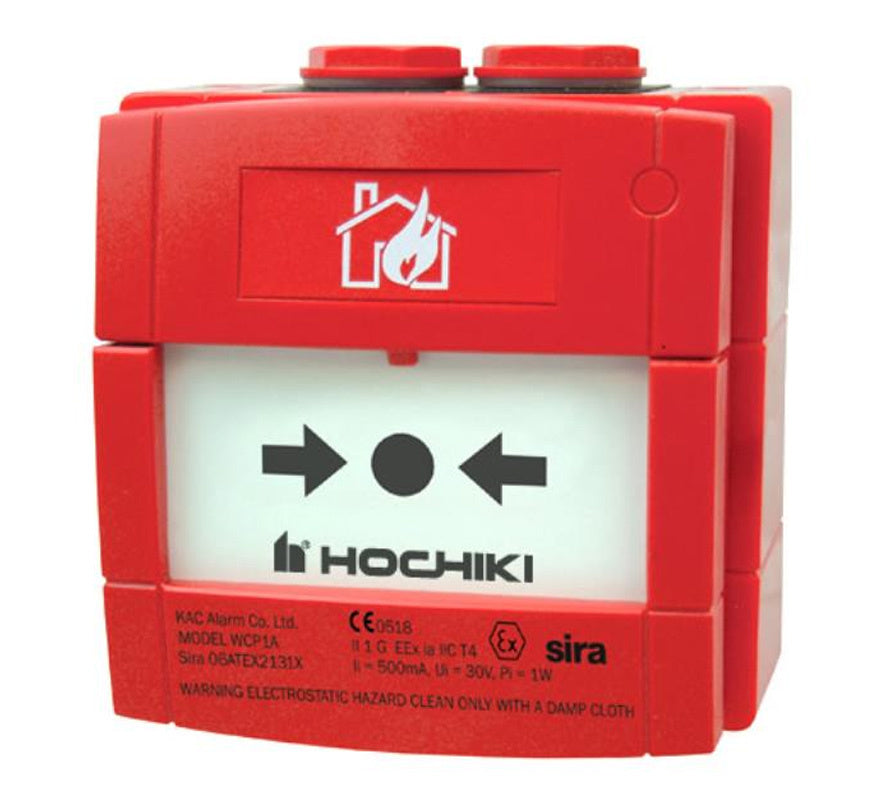 Hochiki Conventional Intrinsically Safe Weatherproof Call Point with Red Back Box (CCP-W-IS) - JEM Systems UK