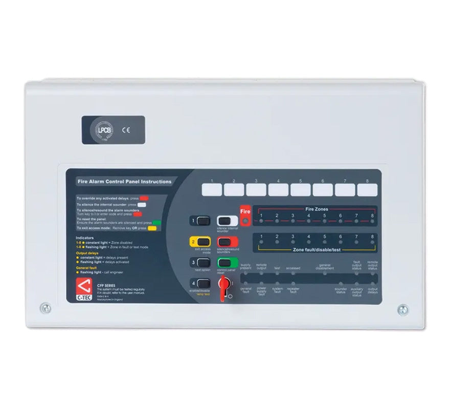 C-TEC CFP AlarmSense 8 Zone 2-Wire Fire Alarm Panel (CFP708-2) - JEM Systems UK