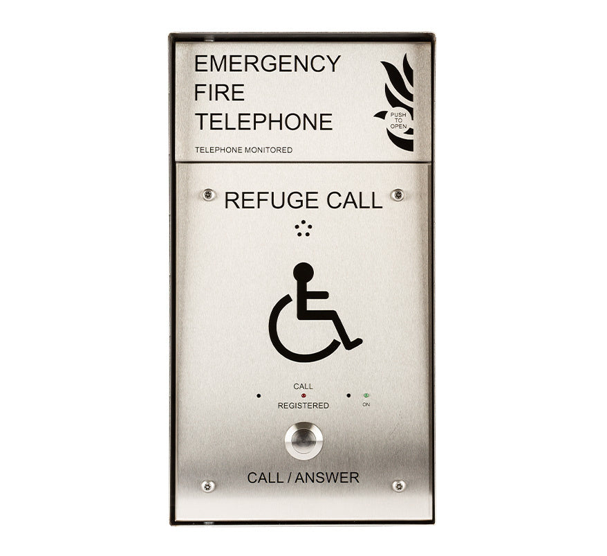 Cameo Combined Stainless Steel Disabled Refuge/Fire Telephone Outstation, Surface Mount - Loop Wired (CRT/SSS/L)