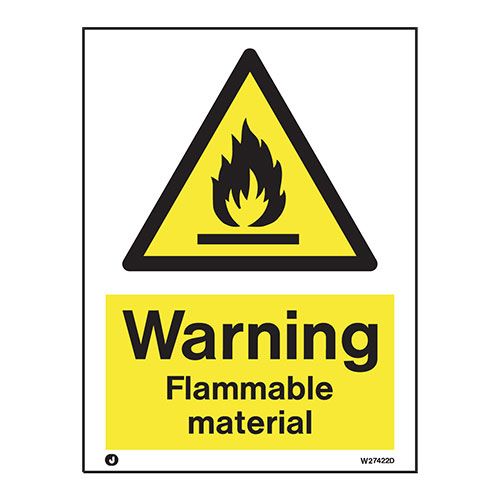 Firechief Sign FLAMMABLE MATERIAL White (W7422D)