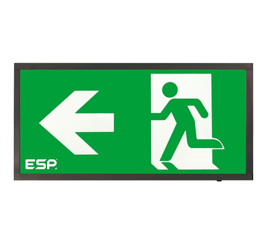 ESP Duceri 3W LED IP20 Emergency Exit Box (Arrow Left) (Black) (D120LBK) - JEM Systems UK