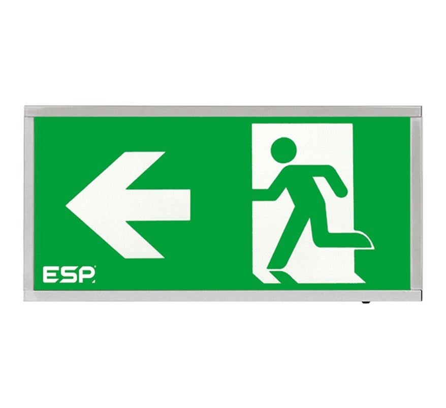 ESP Duceri 3W LED IP20 Emergency Exit Box (Arrow Left) (Chrome) (D120LCH) - JEM Systems UK