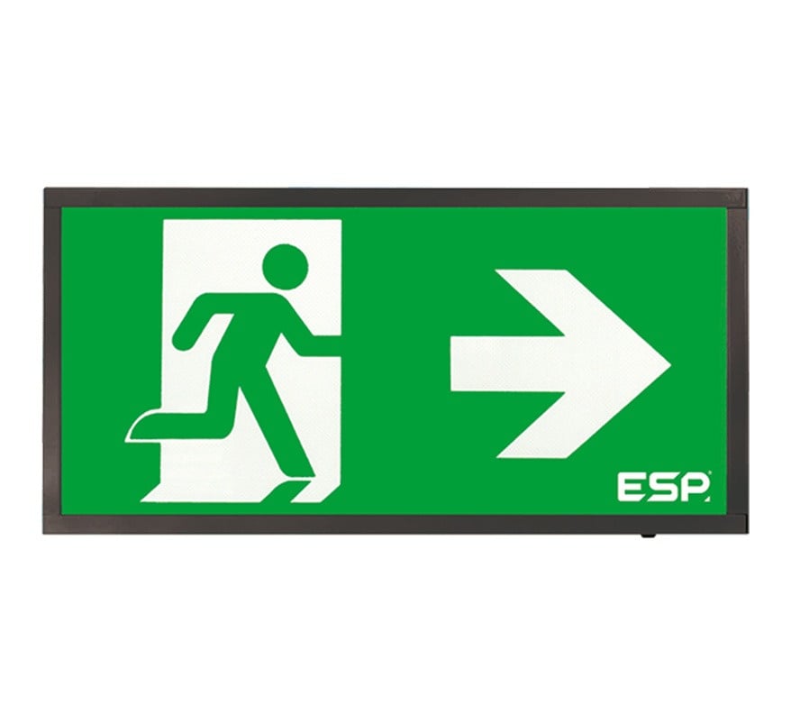 ESP Duceri 3W LED IP20 Emergency Exit Box (Arrow Right) (Black) (D120RBK) - JEM Systems UK