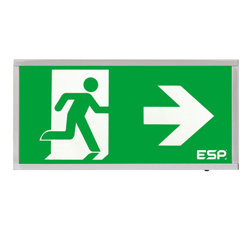 ESP Duceri 3W LED IP20 Emergency Exit Box (Arrow Right) (Chrome) (D120RCH) - JEM Systems UK