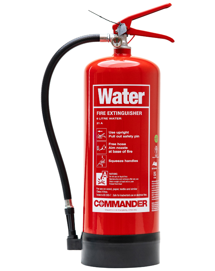 CheckFire FX-PWA-006-DCF 6ltr Plain Water Fire Extinguisher Commander (FX-PWA-006-AAA) - JEM Systems UK