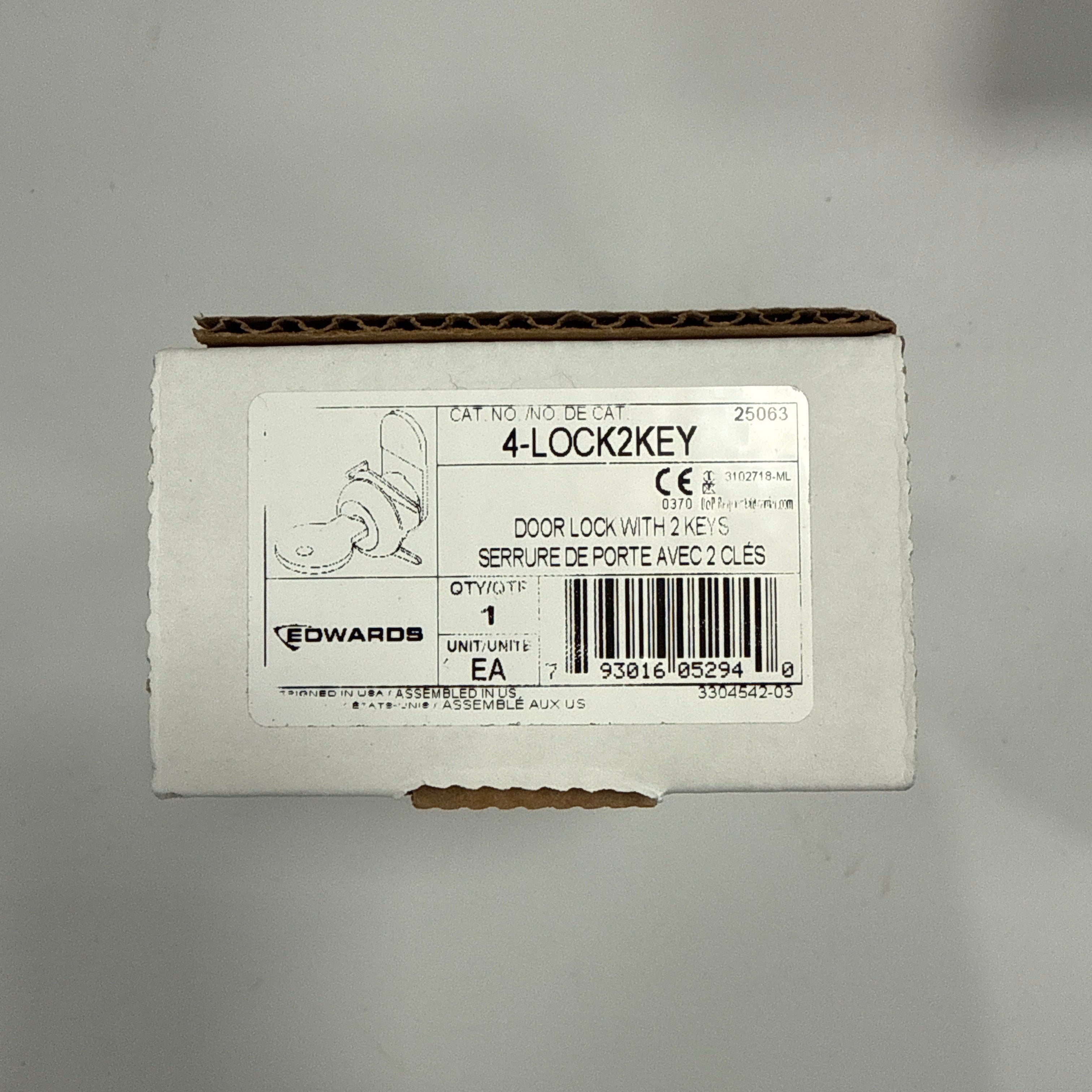 Edwards 4-LOCK2KEY Door Lock W/ Two Keys - JEM Systems UK