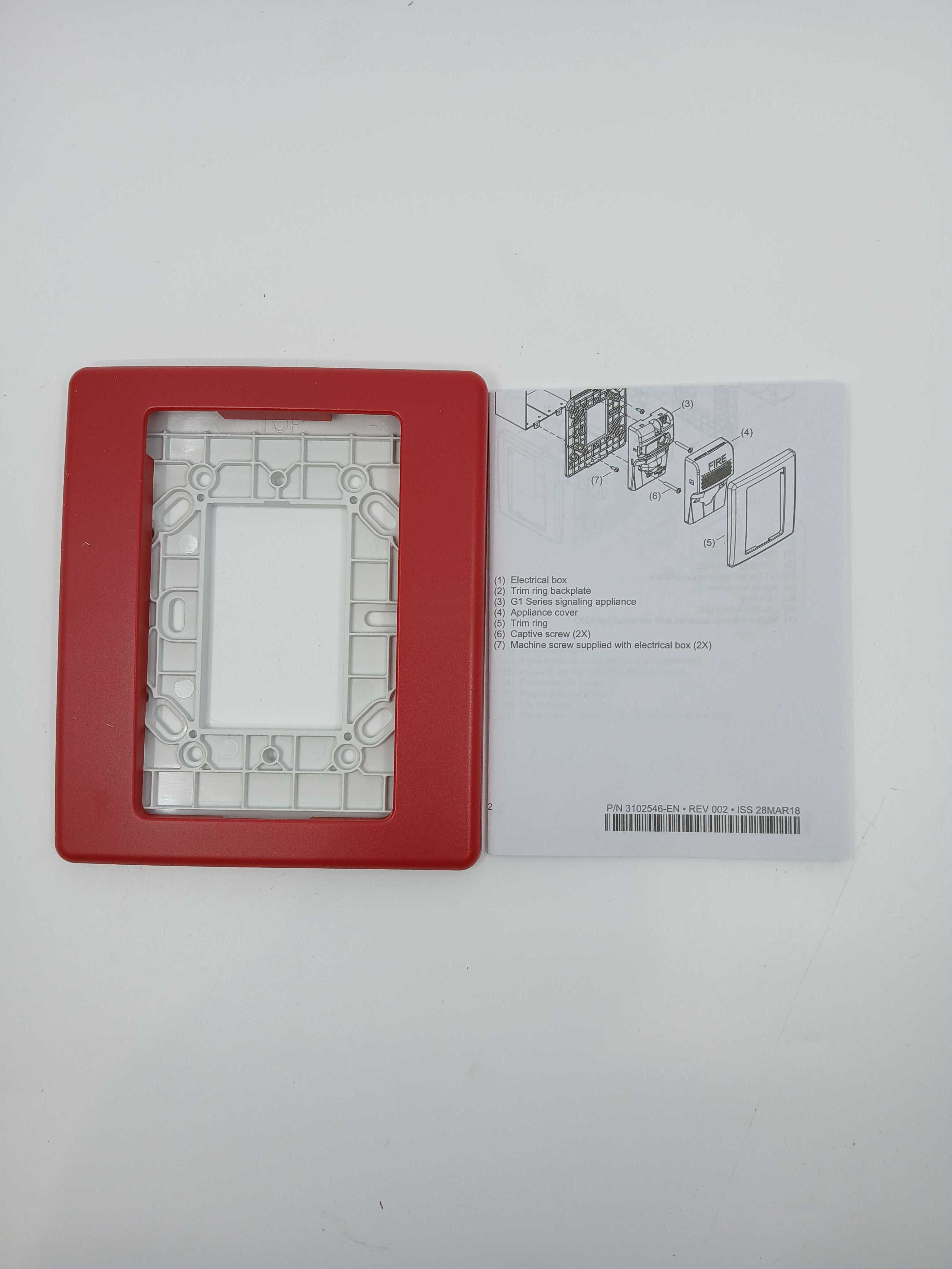 Edwards G1TR Compact Wall Trim Plate Red - JEM Systems UK