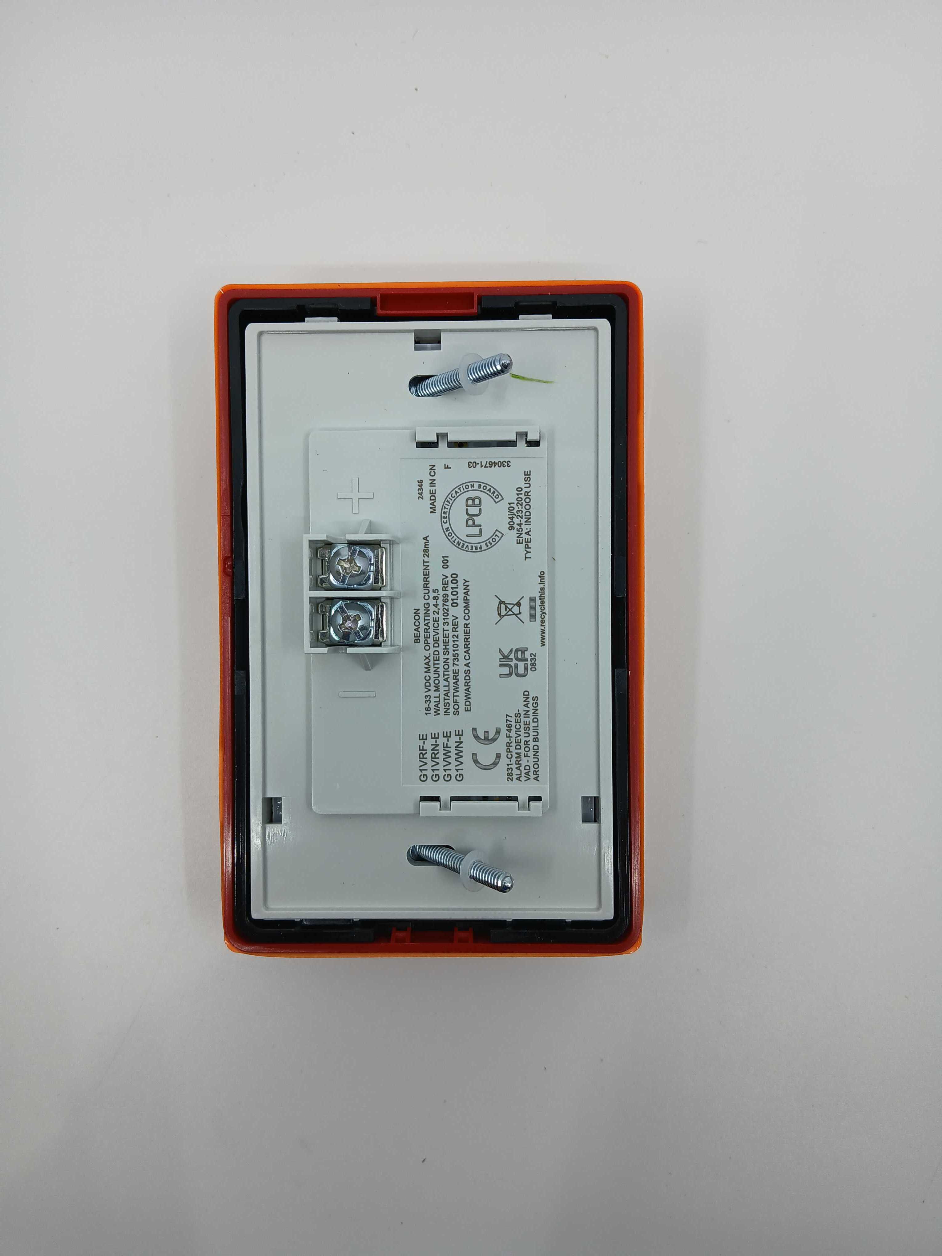 Edwards G1VRF-E Compact Wall Strobe Red Fire Marking EN54 - JEM Systems UK