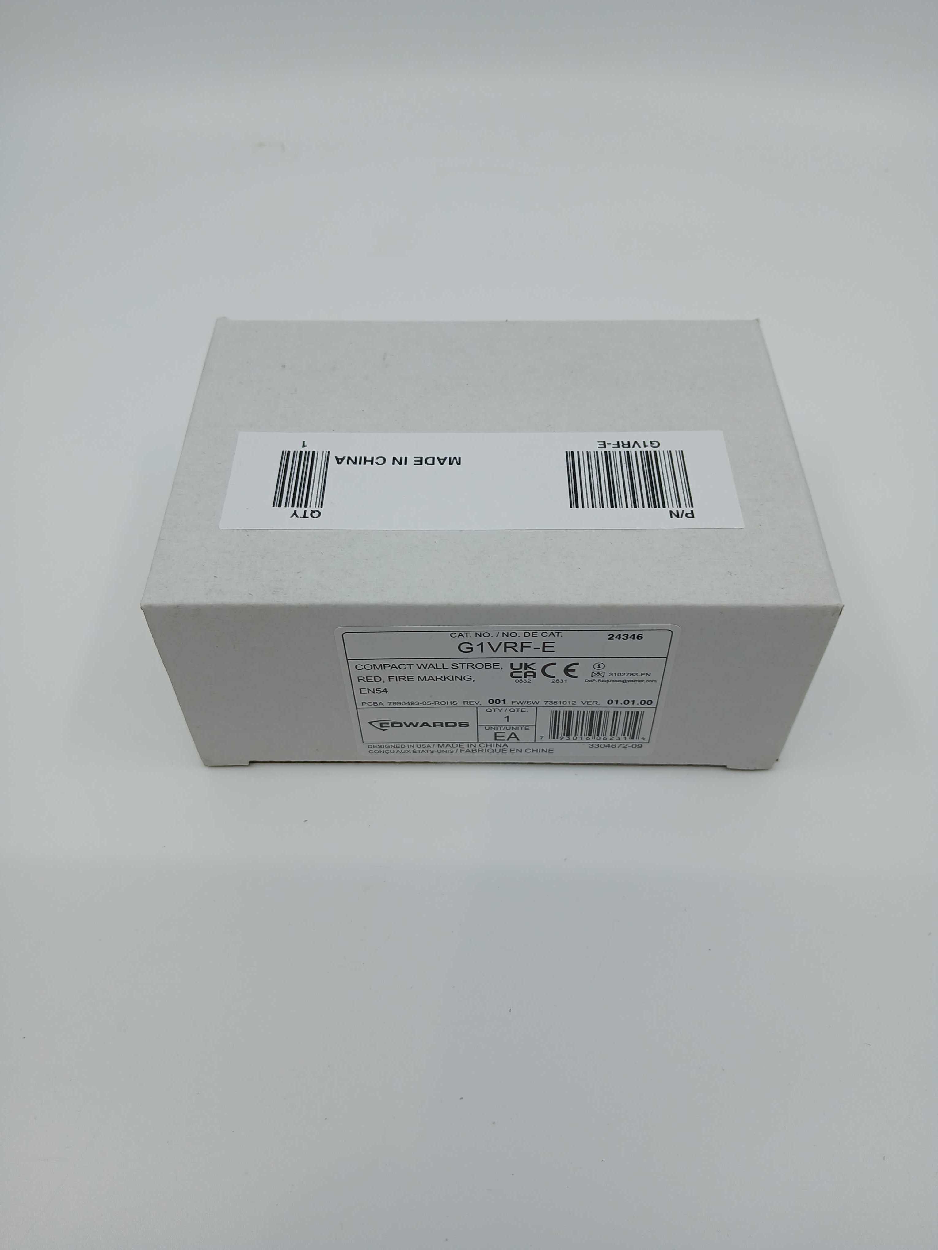 Edwards G1VRF-E Compact Wall Strobe Red Fire Marking EN54 - JEM Systems UK