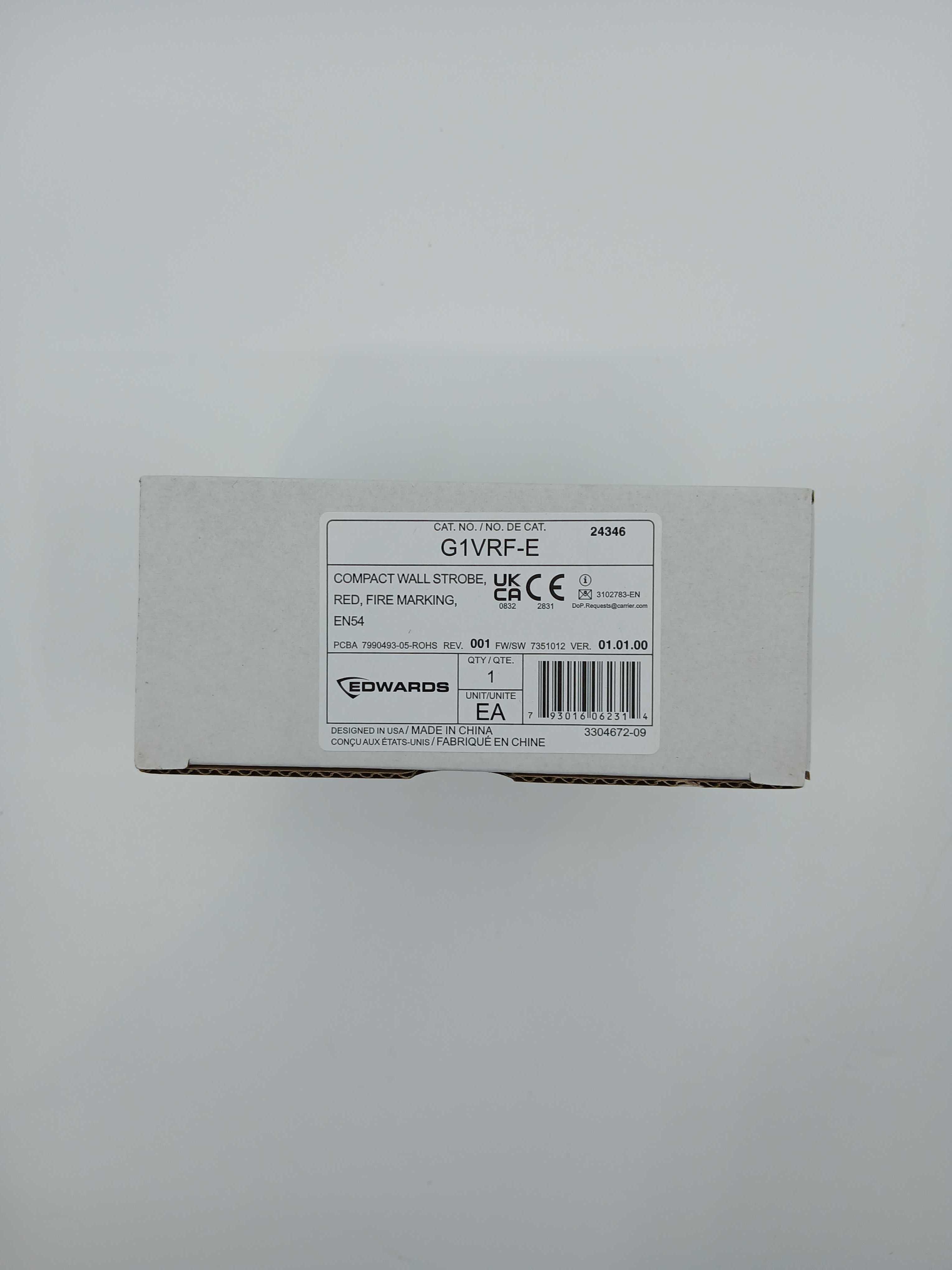 Edwards G1VRF-E Compact Wall Strobe Red Fire Marking EN54 - JEM Systems UK