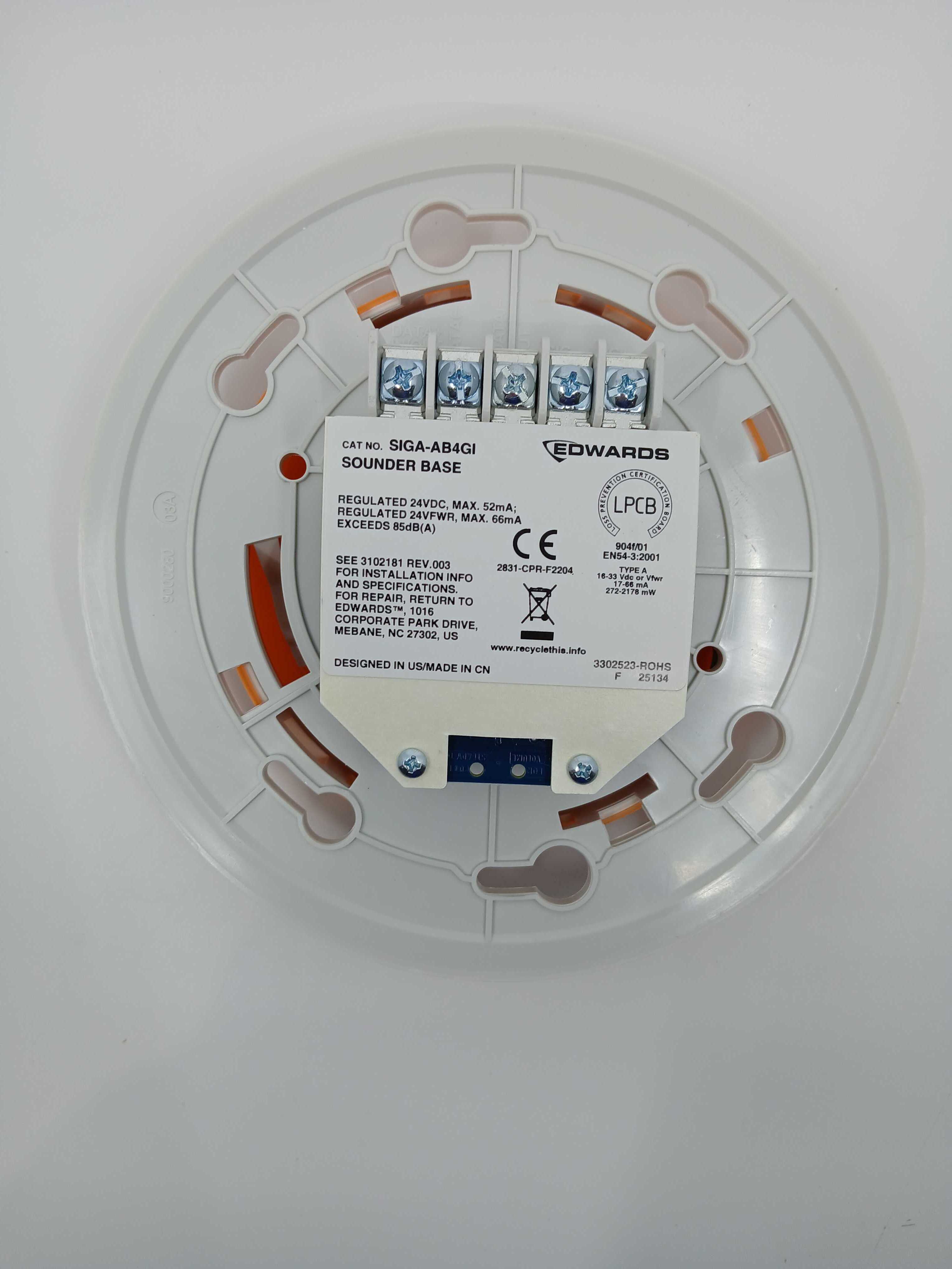 Edwards SIGA-AB4GI Audible (Sounder) Base EN54 Listed - JEM Systems UK