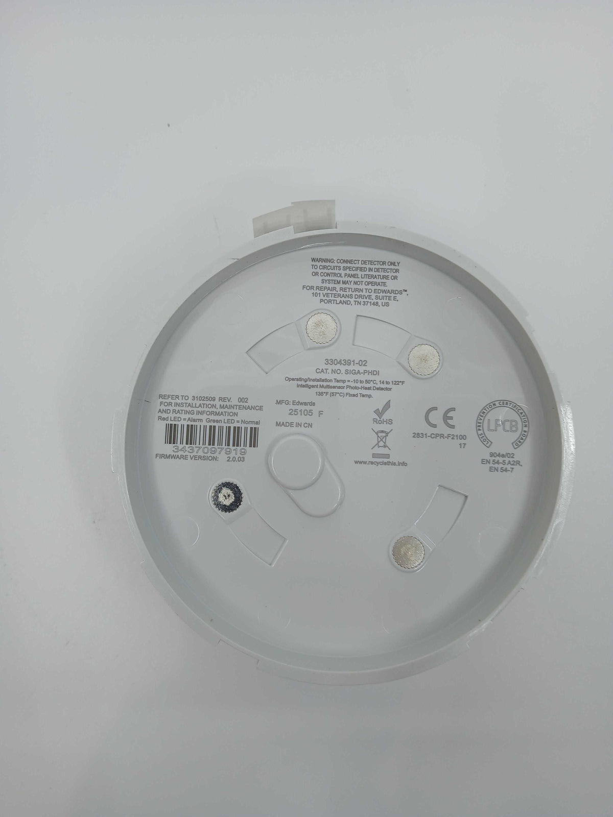 Edwards SIGA-PHDI Intelligent Photo and Heat Detector - EN54 Listed - JEM Systems UK