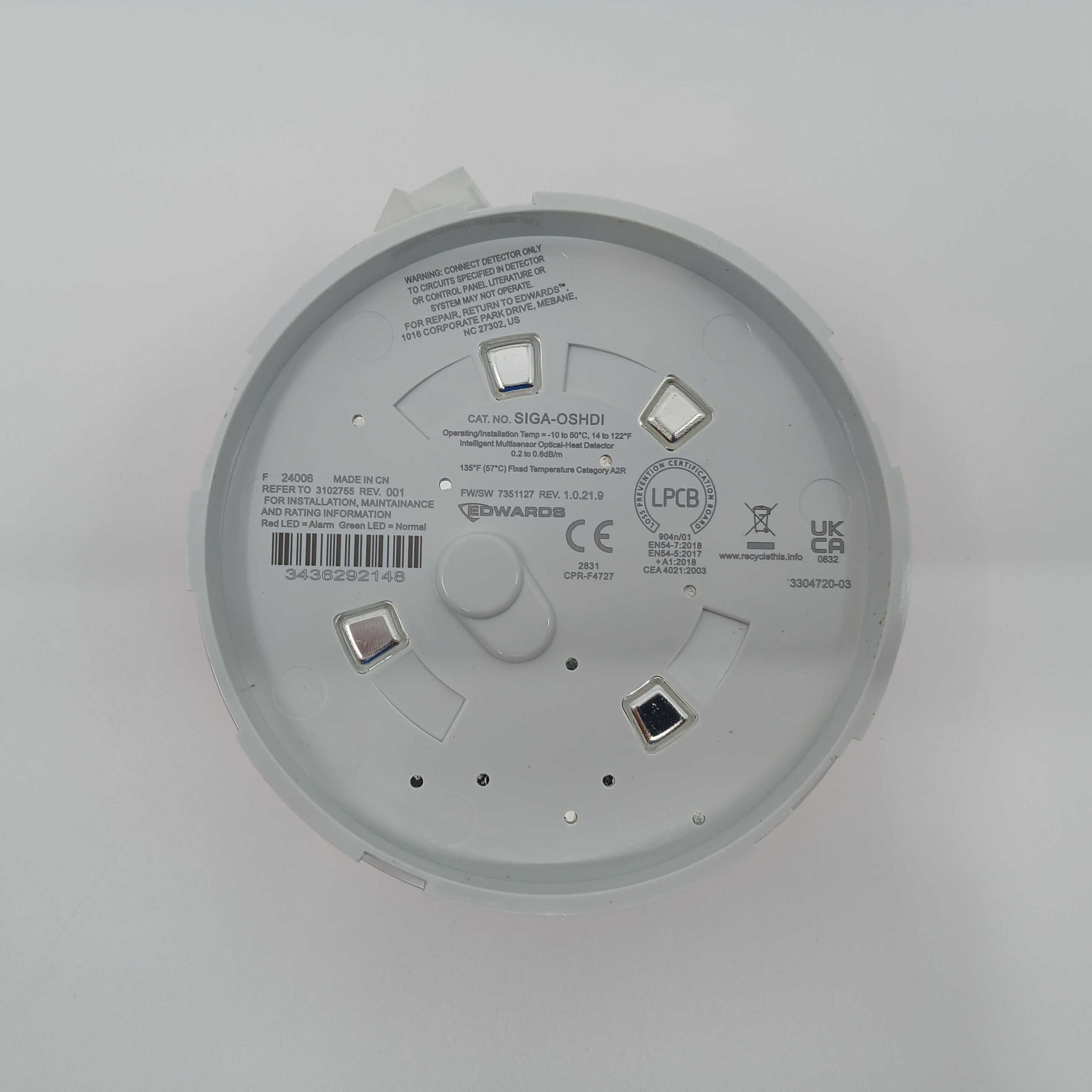 Edwards SIGA-OSHDI Intelligent Multisensor Optical Heat Detector EN54 - JEM Systems UK