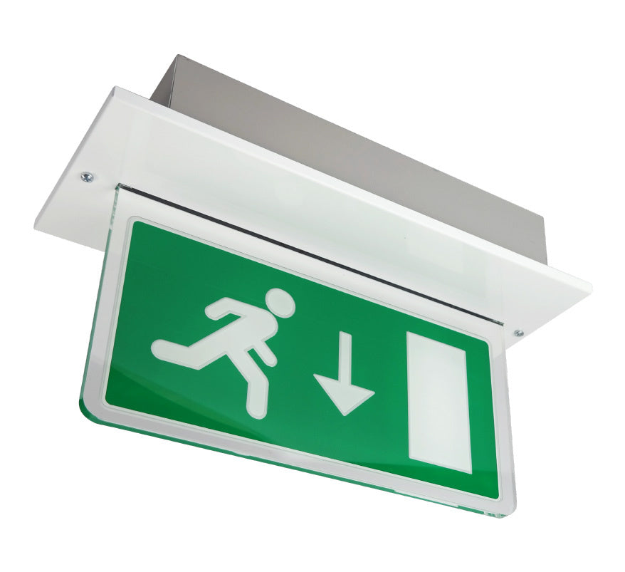 BLE PARKWOOD LED Recessed Exit Sign, 3.2V LiFePO4 Battery, White (EL-133804-WH) - JEM Systems UK