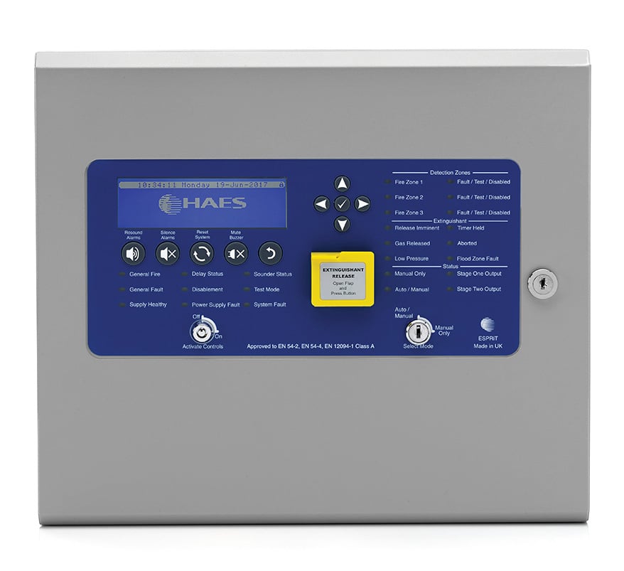 HAES Esprit-G Single Area Automatic Extinguishant Control Panel 1.2A PSU (ESG-1001) - JEM Systems UK