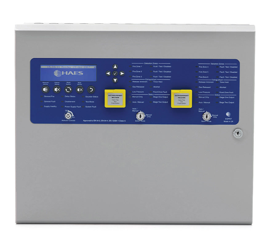 HAES Esprit Dual Area Automatic Extinguishant Control Panel 3.4A PSU (ESG-1003) - JEM Systems UK