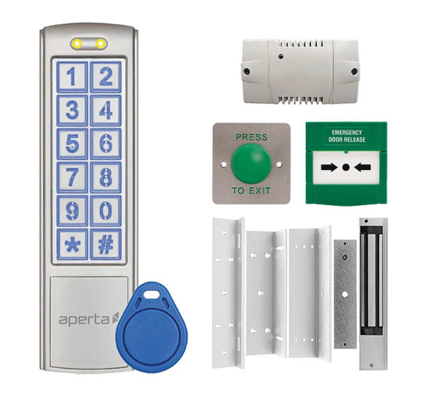 ESP Aperta Single Door Internal Proximity Keypad Kit c/w Mushroom Exit Button (Silver Keypad) (EZT3KM) - JEM Systems UK
