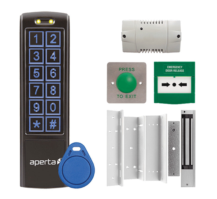 ESP Aperta Single Door Internal Proximity Keypad Kit c/w Mushroom Exit Button (Black Keypad) (EZT3KMB) - JEM Systems UK