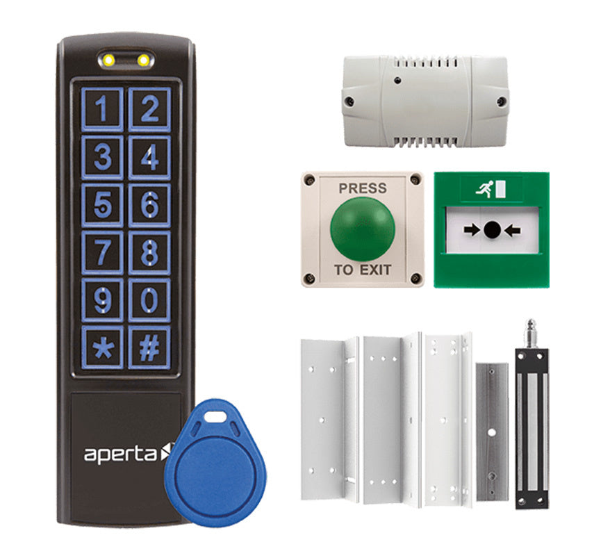 ESP Aperta Single Door External Proximity Keypad Kit c/w IP55 Mushroom Exit Button (Black Keypad) (EZT3KXTB) - JEM Systems UK