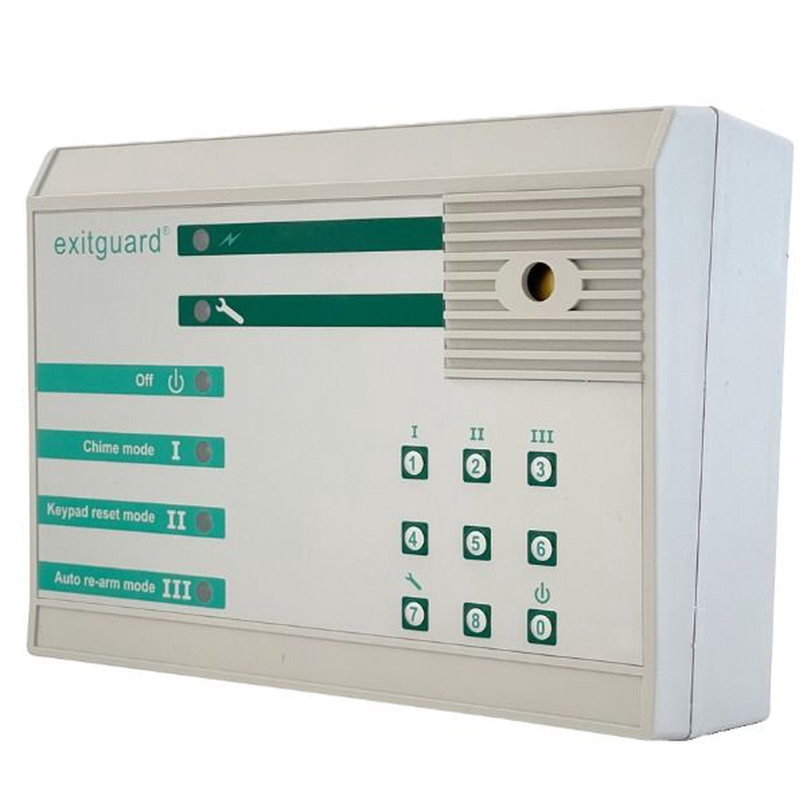 Hoyles Exitguard Door Alarm c/w Integral Keypad Control Mains Powered Green