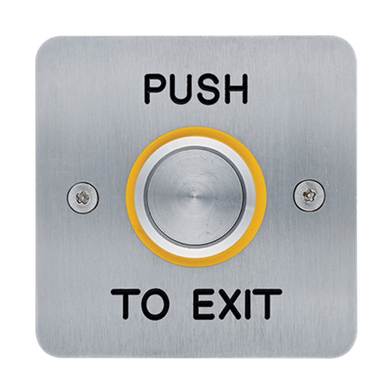 Comelit PAC Push Button Exit Device 25mm with Yellow Bezel Stainless Steel