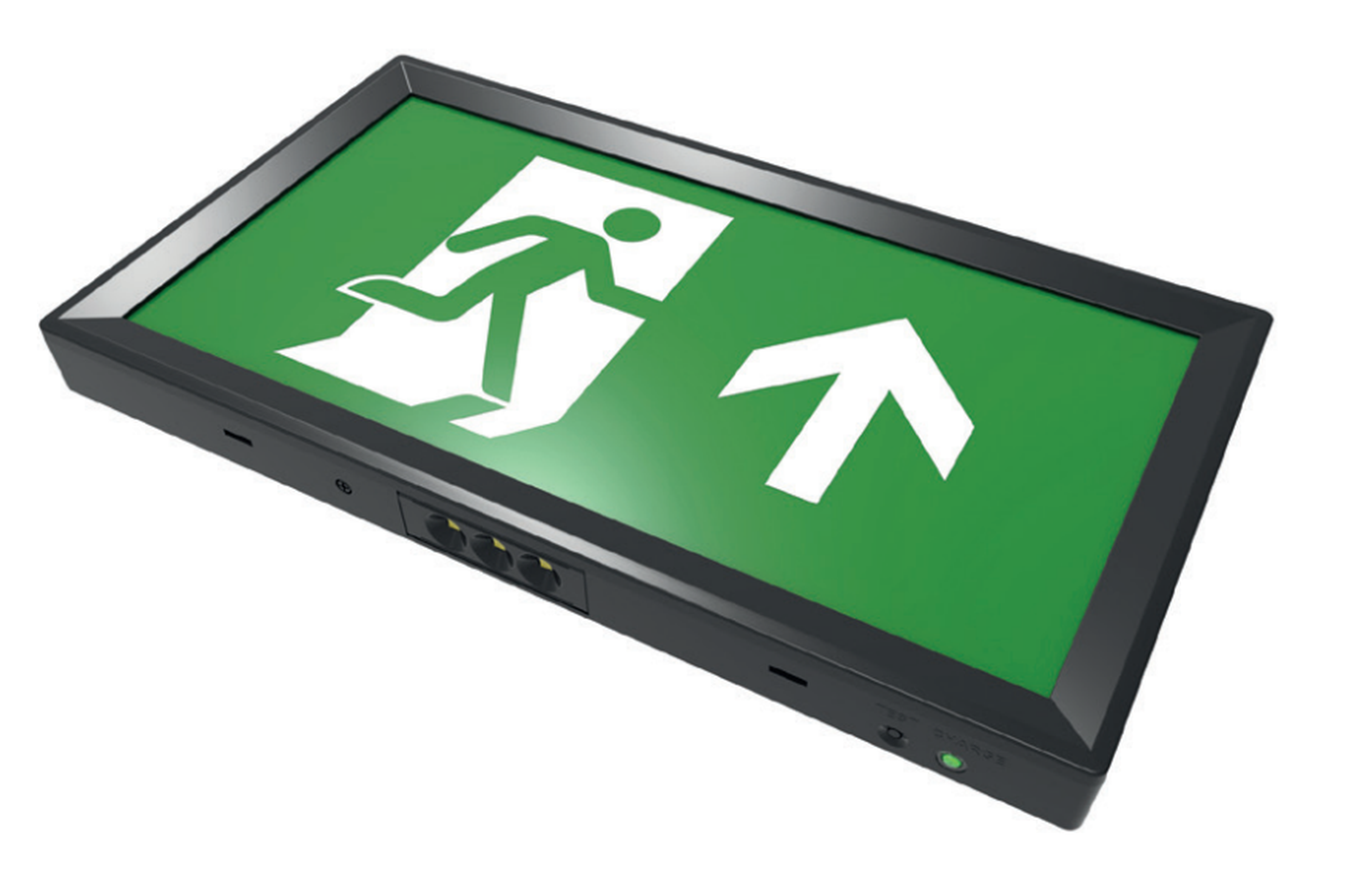 CQR LED Emergency Slimline Exit Box Black c/w Arrow Up Legend