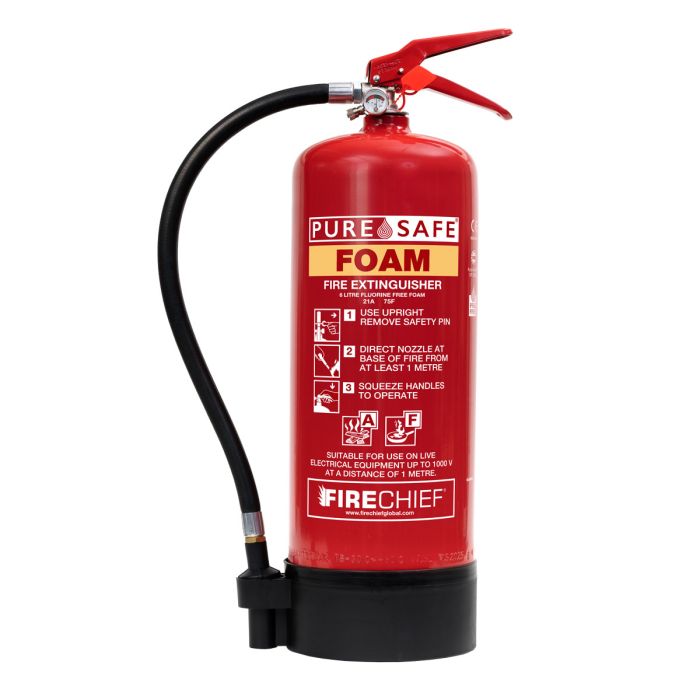 Firechief 6ltr PureSafe Fluorine Free Foam Extinguisher - A&F (FFF6S) - JEM Systems UK