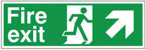 Jewel FEAURV Fire Exit Sign, Arrow Up Right, Vinyl, 400x150mm