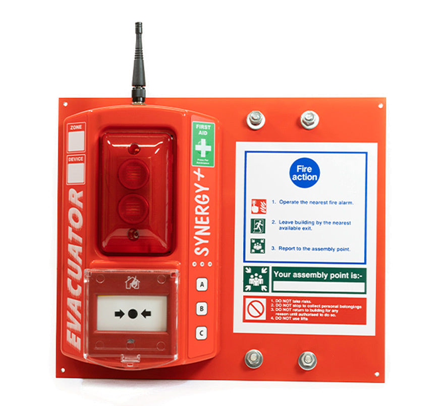 Evacuator Site Alarm Scaffold Mounting Board with Fire Action Notice (FMCEVAMB2) - JEM Systems UK