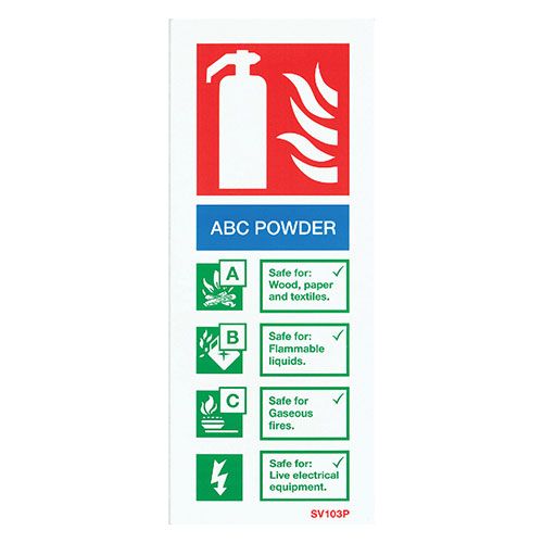 Firechief Sign ABC Powder, White Self-Adhesive Pack of 10 (SV103P)