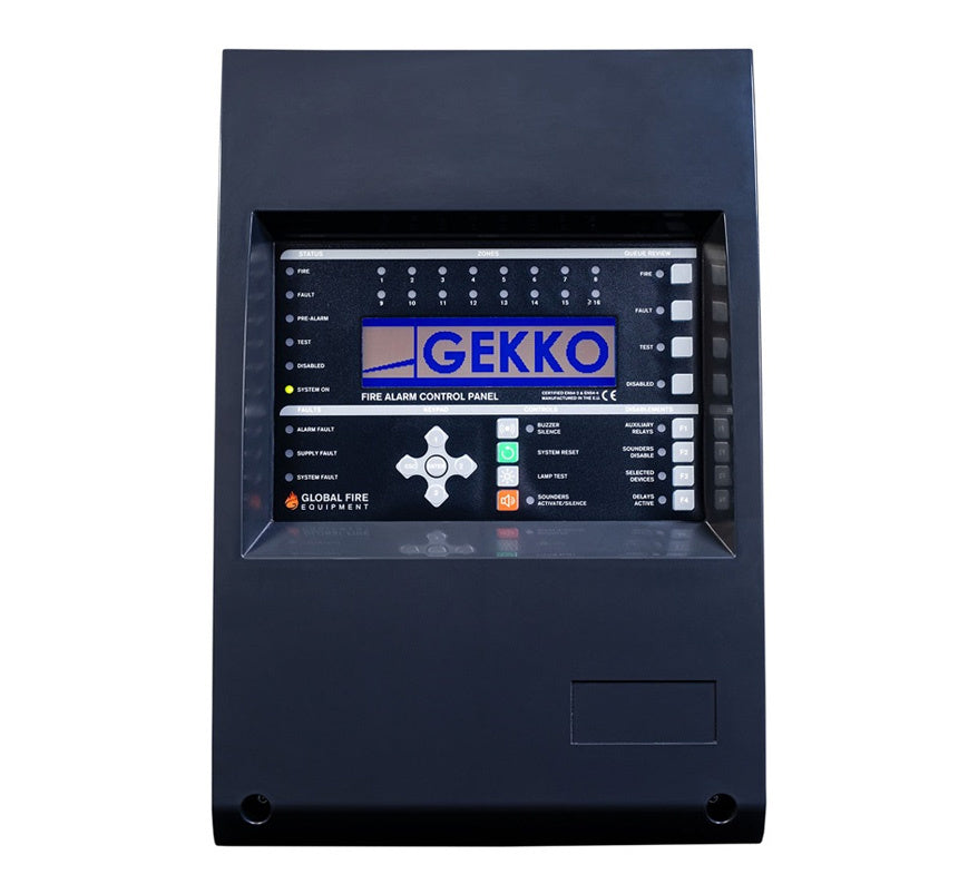 Global Fire GEKKO 2 Loop Fire Control Panel (Black) (GEKKO-2BLK) - JEM Systems UK