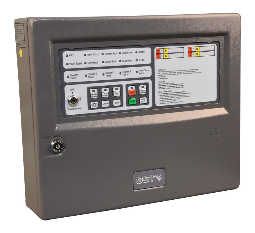 GST Conventional 4 Zone Fire Alarm Panel (GST104A) - JEM Systems UK
