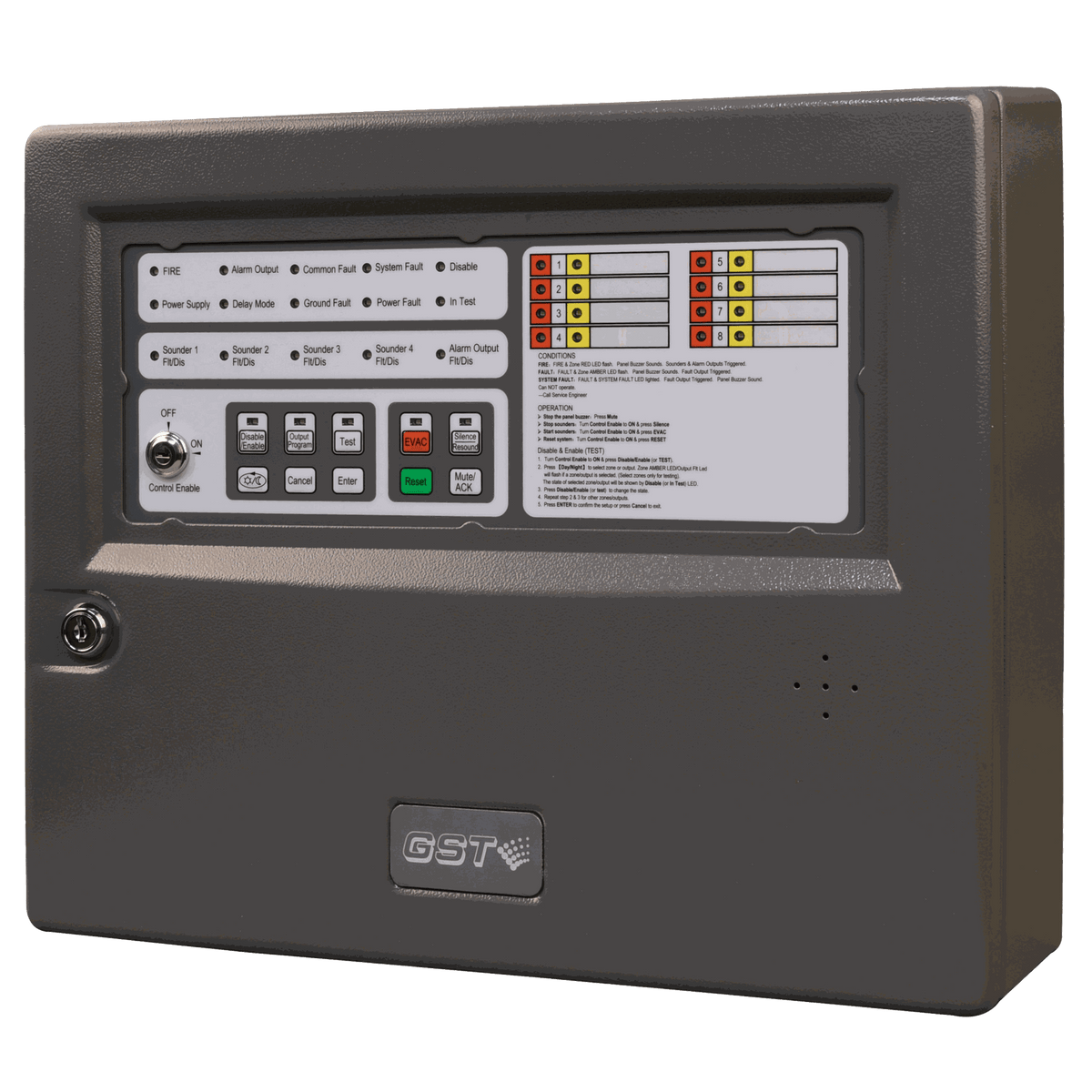 GST GST108A Conventional Fire Alarm Control Panel - JEM Systems UK