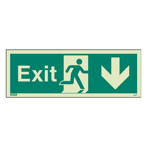 Firechief Sign EXIT DOWN Photolum (447T/R)