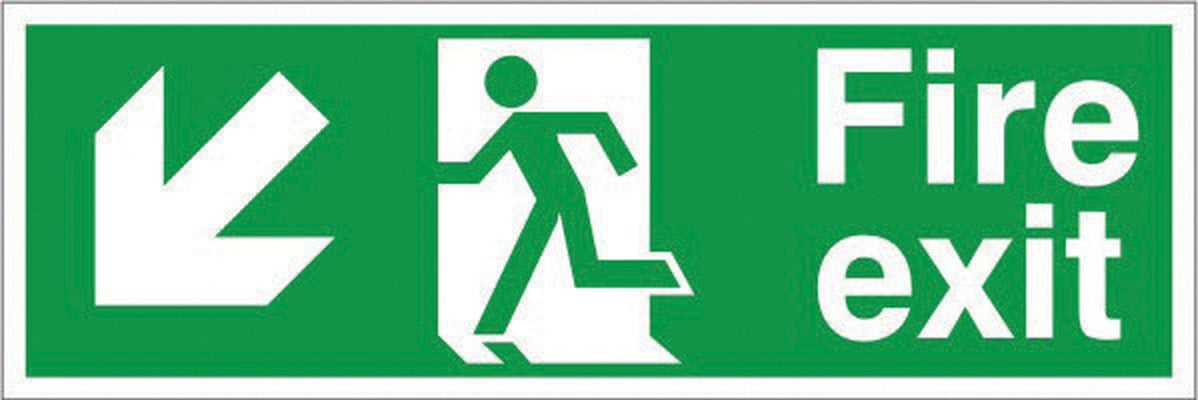 Jewel FEADLP450 Fire Exit Sign, Arrow Down Left, Photoluminescent, 450x150mm