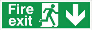 Jewel FEADR Fire Exit Sign, Arrow Down, Rigid, 400x150mm