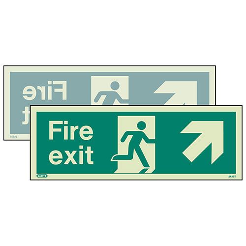 Firechief Sign FIRE EXIT UP LEFT/RIGHT Photolum (438DSK/R)