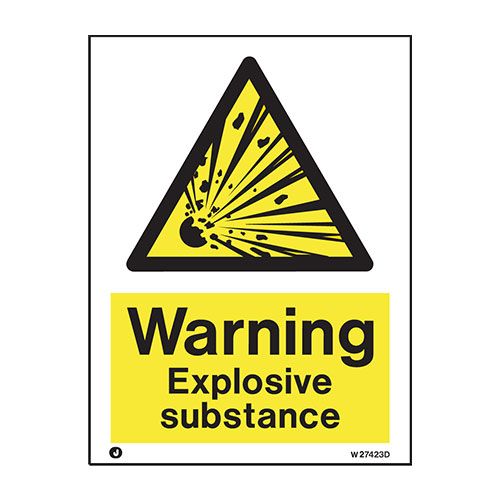Firechief Sign EXPLOSIVE SUBSTANCE White (W7423D)