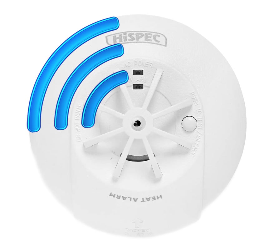 Hispec RF PRO Mains Powered Radio-Interlink Heat Alarm with Rechargeable Backup Battery (HSSA/HE/RF10-PRO) - JEM Systems UK