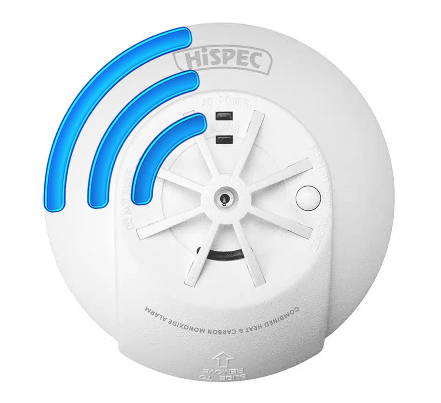 Hispec RF PRO Mains Powered Radio-Interlink Heat & Carbon Monoxide Alarm (HSSA/HCO/RF10-PRO) - JEM Systems UK