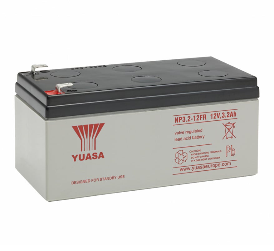 Yuasa NP 12v 3.2Ah Sealed Lead Acid Battery - Flame Retardant (NP3.2-12FR) - JEM Systems UK